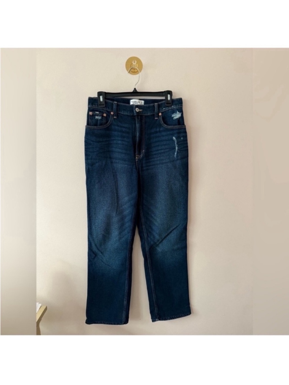 Abercrombie & Fitch 90s Straight Ultra High Rise Dark Indigo Jeans 8R 29